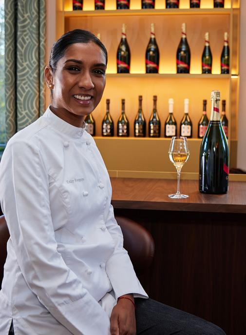 La Maison Mumm accueille Kelly Rangama à sa Table des Chefs.