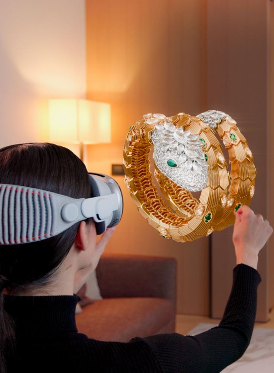 Expérience haute joaillerie de luxe Bvlgari sur casque de réalité virtuelle Apple